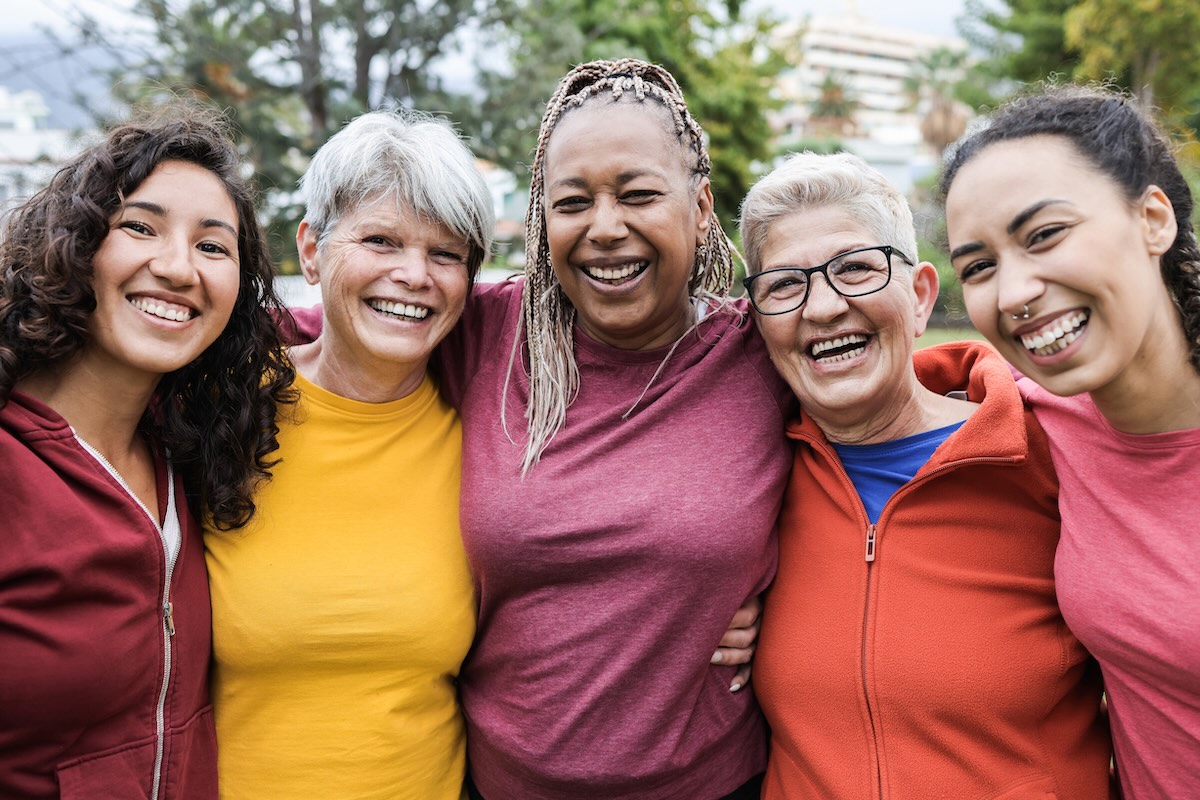group of healthy happy diverse women