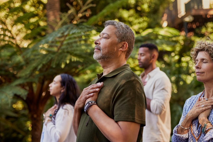 group meditation outdoors